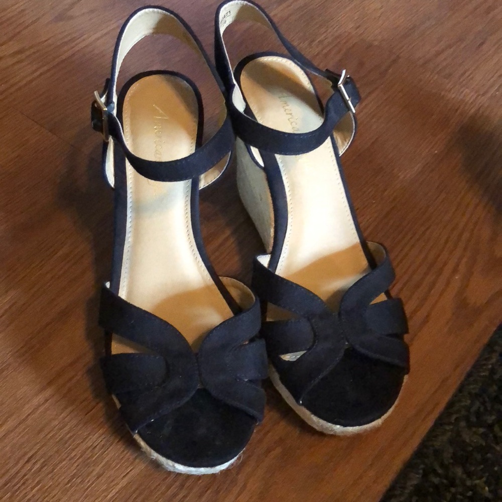 Cute black wedge sandals